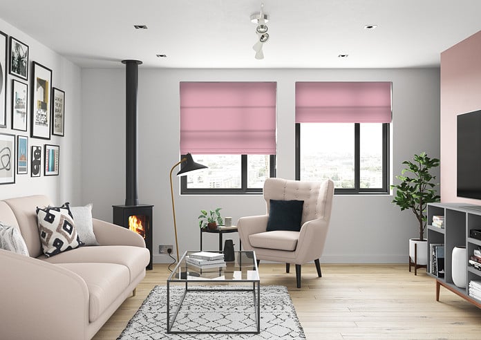 Faux Suede, Pastel Pink - Twist&Fit Roman Blind - Image 5